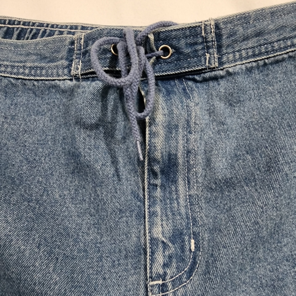 Vintage Disney Store Embroidered Denim Shorts Plus 2XL Mickey Mouse Drawstring - Picture 9 of 10